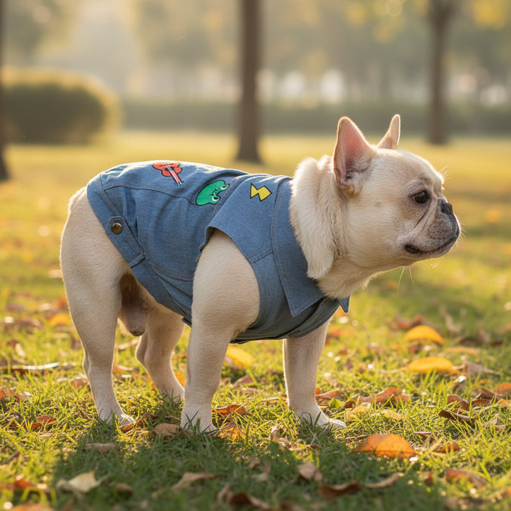 Embroidered Denim Pet Vest