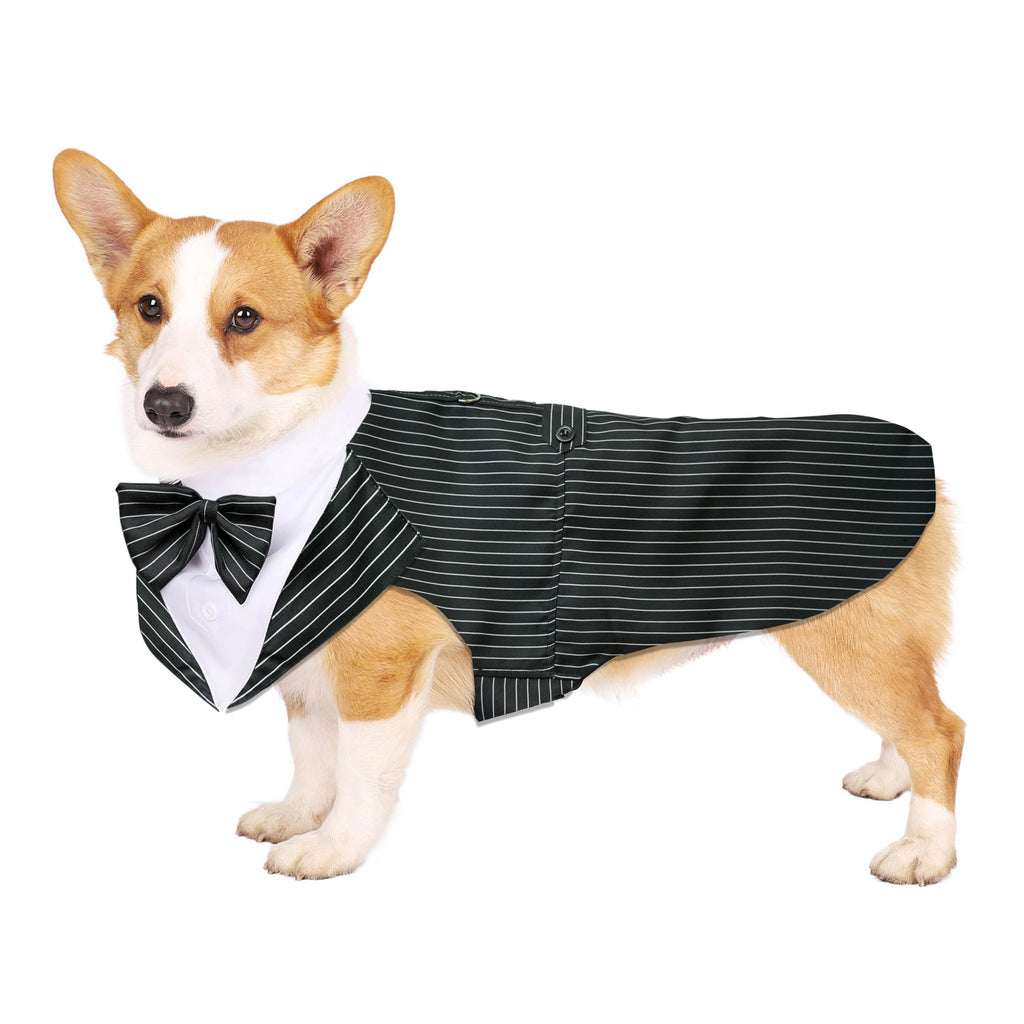 FUNPARTY Dog Tuxedo for Dogs Suit and Bandana Set Dogs Tuxedo Wedding Party Suit Dogs Tuxedo Costume(SmallBlack Stripe)