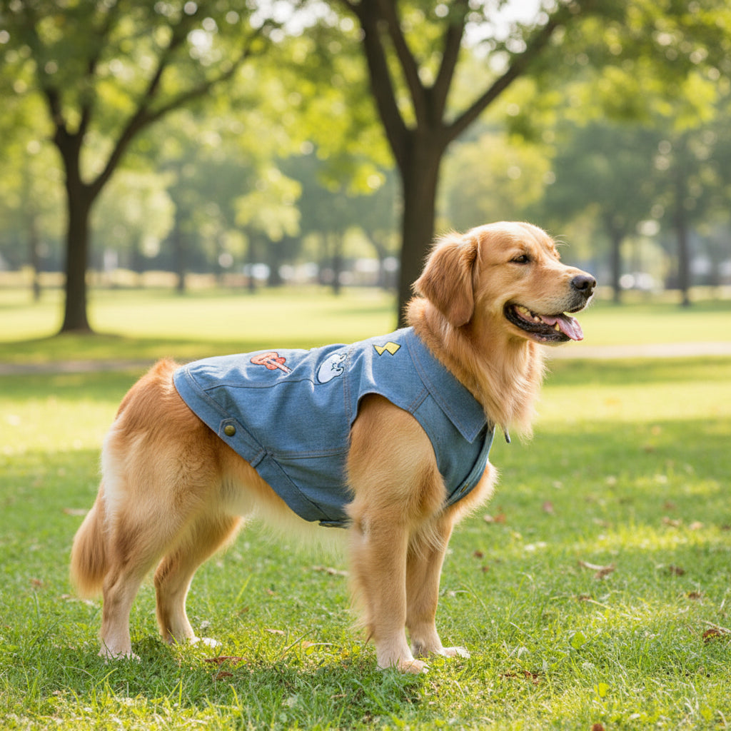 Embroidered Denim Pet Vest
