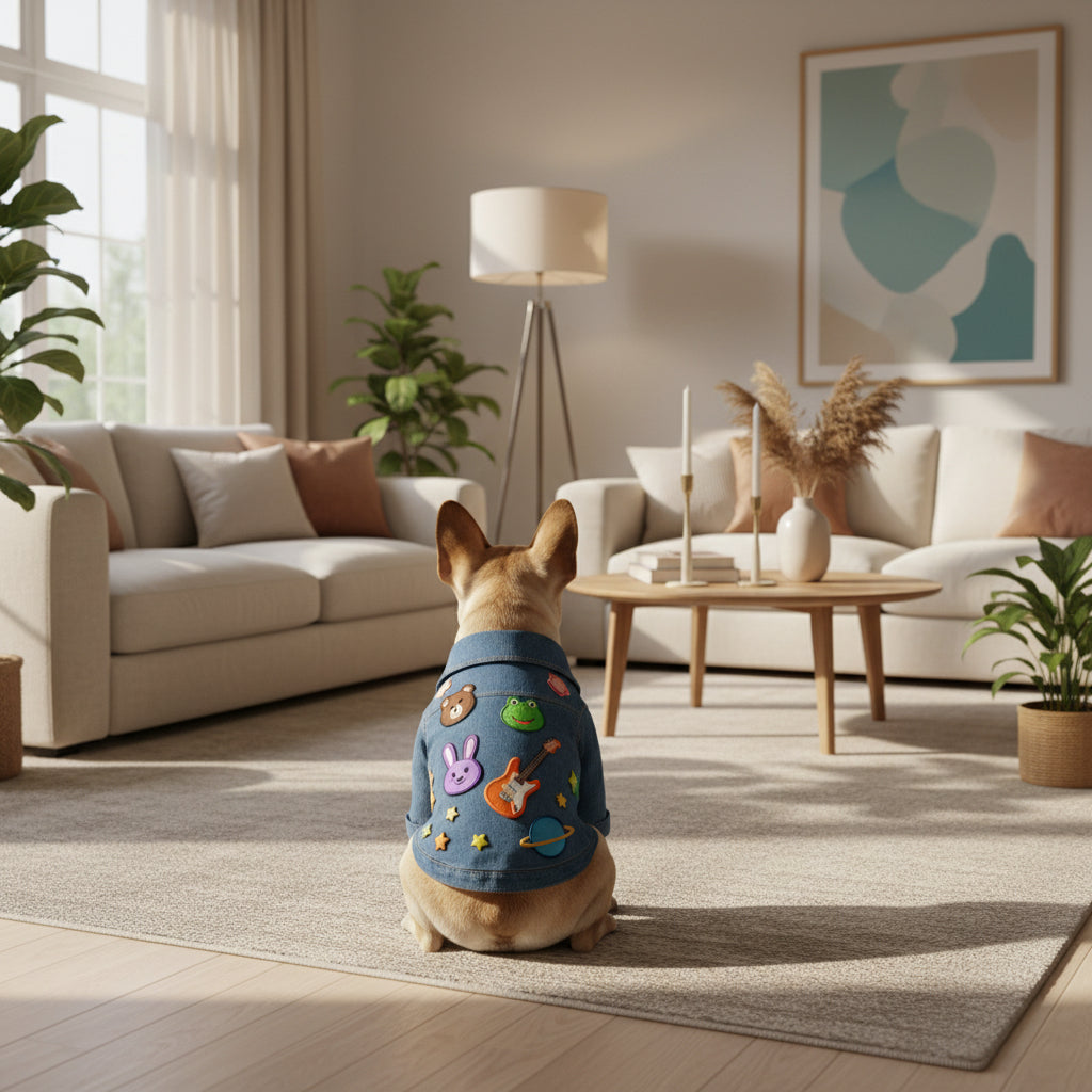 Embroidered Denim Pet Vest